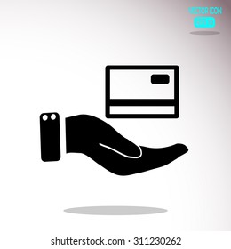 credit card holding vector icon