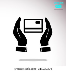 credit card holding vector icon