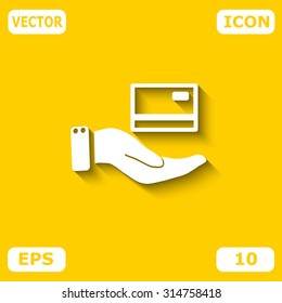 Credit card holding vector icon