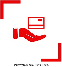 Credit card holding vector icon.