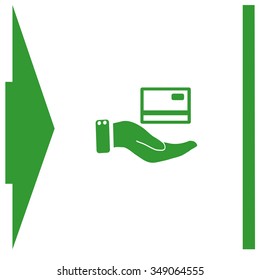 Credit card holding vector icon.