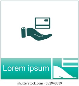 Credit card holding vector icon.