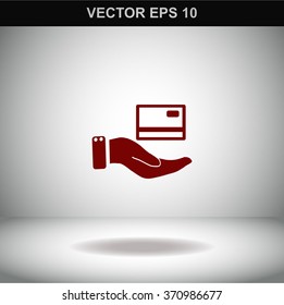 Credit card holding vector icon.