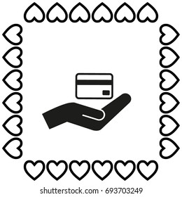 Credit card holding vector icon