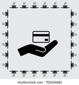 Credit card holding vector icon