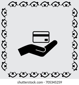 Credit card holding vector icon