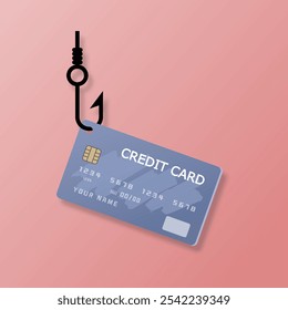 credit card and hook or bait illustration
