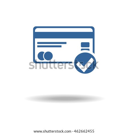 Credit card icon , accept concept. Approved bank card. Check sign