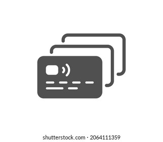 Credit card icon. Bank money payment sign. Non-cash pay symbol. Classic flat style. Quality design element. Simple card icon. Vector