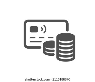 Credit card icon. Bank money payment sign. Non-cash coin pay symbol. Classic flat style. Quality design element. Simple card icon. Vector