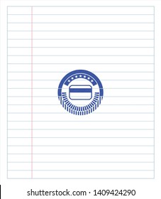 credit card icon blue ink pen emblem. Vector Illustration. Detailed.
