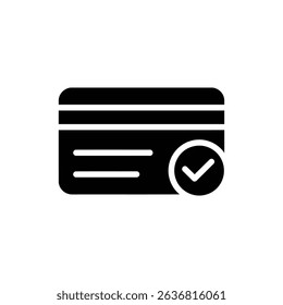 Credit Card Icon with Checkmark for Secure Payments