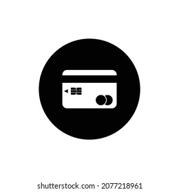 Credit card icon circle background black color editable. Credit card logo