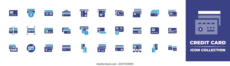 Credit card icon collection. Duotone color. Vector and transparent illustration. Containing debit, gift, credit card, credit cards, payment, card, no credit card. 