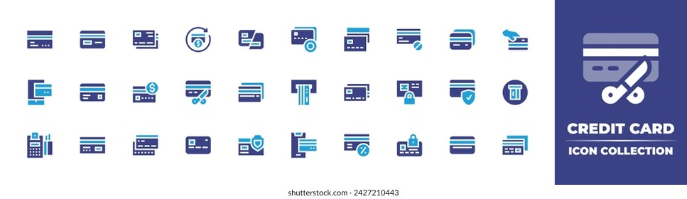 Credit card icon collection. Duotone color. Vector and transparent illustration. Containing credit card, card payment, bankruptcy, payment, banking, payment method, atm machine, payment terminal.