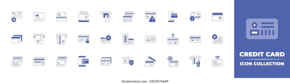 Credit card icon collection. Duotone style line stroke and bold. Vector illustration. Containing credit card, credit cards, mobile banking,, debit, payment, atm.