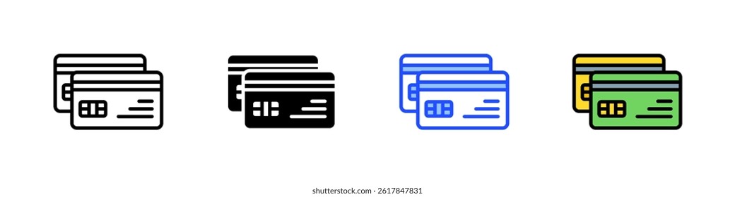 Credit Card Icon Collection With Multiple Styles
