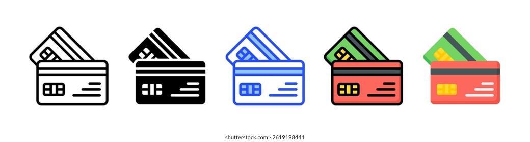Colección del icono de la tarjeta de crédito con múltiples estilos