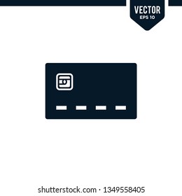 Credit card icon collection in solid color or glyph style