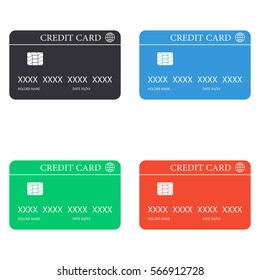 Credit card icon - colored vector  set