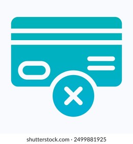 Credit Card Icon With Cross Mark, Canceled, Denied Icon. Isolated Gradient Vector Icon.