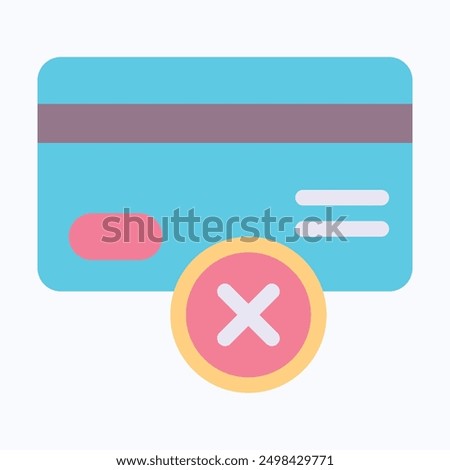 Credit Card Icon With Cross Mark, Canceled, Denied Icon. Flat Style Isolated Vector Icon.