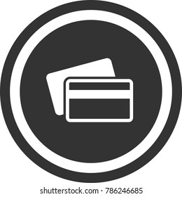 Credit card icon , dark circle sign design