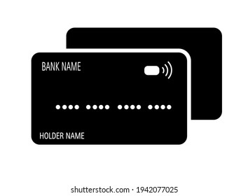 Credit Card icon. Debit payment icon in black solid flat design icon isolated on white background