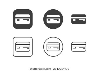 credit card icon design 6 variations. Isolated on white background.