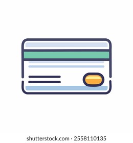 Credit card icon design. Financial transactions, online payment, secure banking, digital commerce symbol. Represents ease and speed of modern purchases.