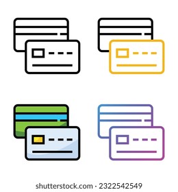 Credit card icon design in four variation color