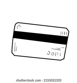 Credit card icon in doodle sketch lines. Money buying shopping sale. Black line art on white background.