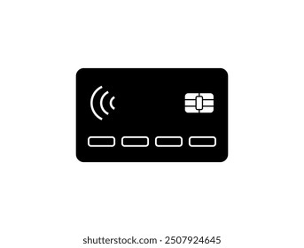 A credit card icon featuring a chip and wireless payment symbol. Represents digital transactions, fintech, secure banking, e-commerce, and modern payment systems in vector format.