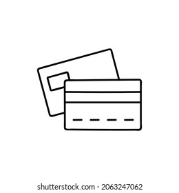 Credit Card icon  in flat black line style, isolated on white background 