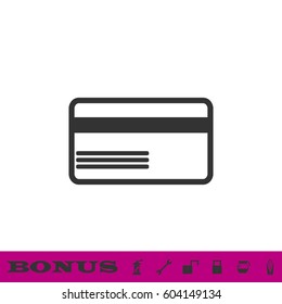 Credit card icon flat. Black pictogram on white background. Vector illustration symbol and bonus button