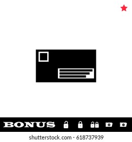 Credit card icon flat. Black pictogram on white background. Vector illustration symbol and bonus button open and closed lock, folder, star