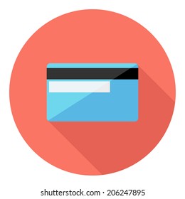 Credit card icon. Flat design style modern vector illustration. Isolated on stylish color background. Flat long shadow icon. Elements in flat design.