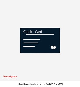 credit card icon, flat design best vector icon