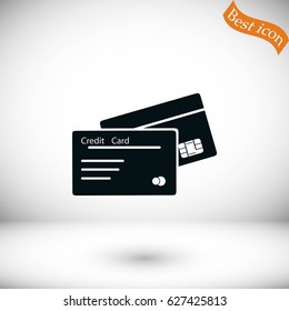 credit card icon, flat design best vector icon