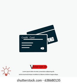 credit card icon, flat design best vector icon