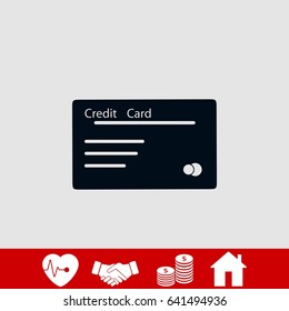 credit card icon, flat design best vector icon