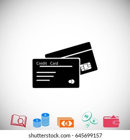 credit card icon, flat design best vector icon