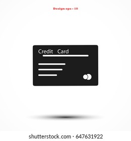 credit card icon, flat design best vector icon