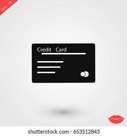 credit card icon, flat design best vector icon