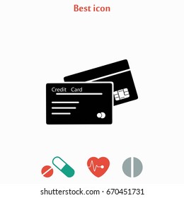 credit card icon, flat design best vector icon