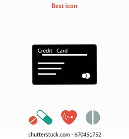 credit card icon, flat design best vector icon