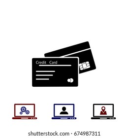 credit card icon, flat design best vector icon