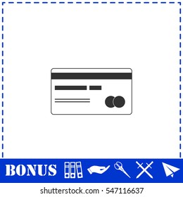 Credit card icon flat. Simple vector symbol and bonus icon