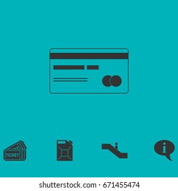 Credit card icon flat. Simple vector symbol and bonus icon