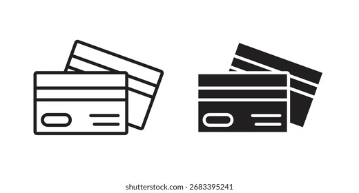 Credit card icon flat and stroke style pack on white background. Vector illustrations